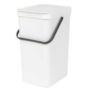 Brabantia Sort & Go Kitchen Recycling Bin - White - 16L Size