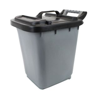 Large Kerbside Collection Bin - Silver With Black Locking Lid - 23L Capacity