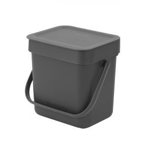 Brabantia Sort & Go Small Kitchen Food Waste Bin – Dark Grey - 3L