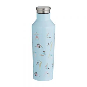 Stainless steel water bottle in pastel blue with active prints