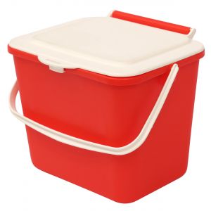Red & Cream Small 5 Litre Plastic Food Bin/Caddy - Side View
