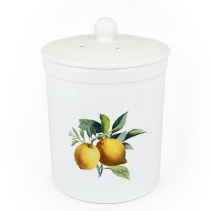 white ceramic kitchen food waste caddy