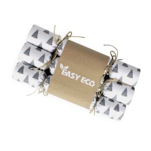Easy Eco Recycled Paper Black & Gold Christmas Tree Christmas Crackers - Set of 6