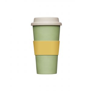 Pastel green, yellow and pink travel cup