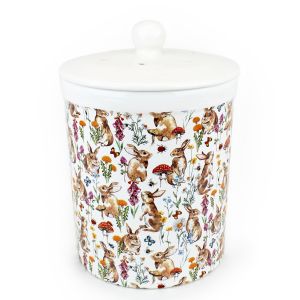 Ceramic compost caddy with rabbit print