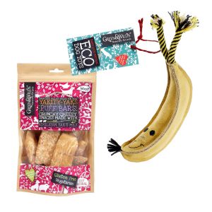 Green & Wilds Dog Gift Set - Barry Banana & Treat Bag / Chew Option