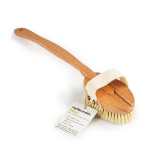 long handled wooden bath brush with vegan bristles
