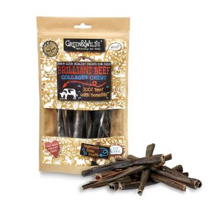 Air-dried beef chew treat sticks, made from 100% beef by Green & Wilds.