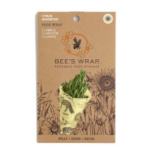 Assorted set of 3 different sized beeswax wraps, featuring a woodland themed print including foxes and owls.