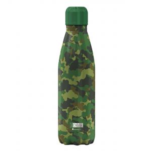 Stainless steel water bottle in army cameo print