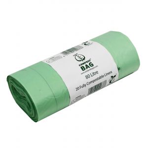 Green compost bin liners for food waste, with 80 litre capacity