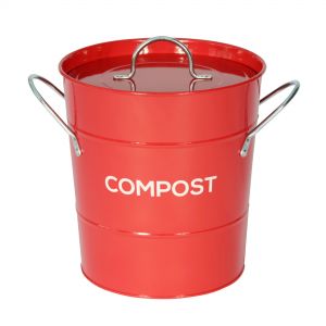 Metal Compost Pail - Red - 3.5L
