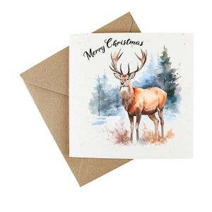plantable seeded christmas card with a majestic stag print