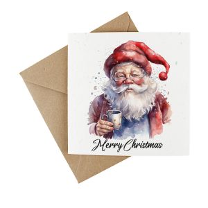 eco friendly seeded christmas card with a jolly santa design