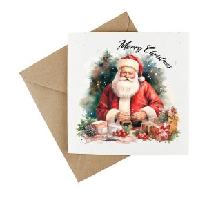 traditional father christmas card made from wildflower seeded paper