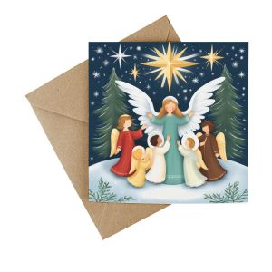 wildflower plantable christmas card with a religious angel design