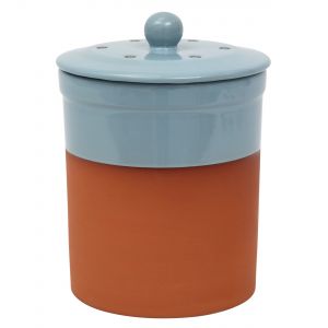 Chetnole Terracotta Ceramic Compost Caddy / Food Waste Bin - 3L - Pale Blue - Main Image