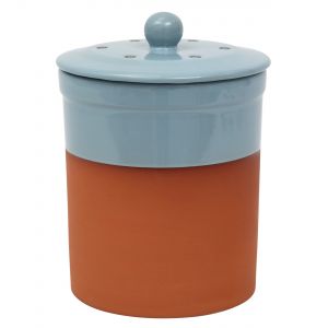 Chetnole Terracotta Ceramic Compost Caddy / Food Waste Bin - 3L - Pale Blue - Main Image