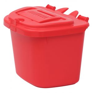 Red 5 Litre Vented Compost Caddy - Food Bin - side view
