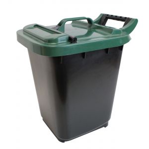 Large Kerbside Compost Caddy with Locking Lid - 23L - Black with Green Lid