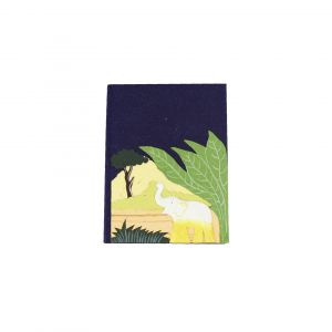 Eco friendly small notebook with a dark blue print & elephants