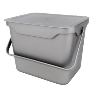 Silver Small 5 Litre Plastic Food Bin/Caddy - Side View