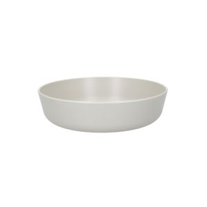 Set of 4 recycled plastic pasta bowls including assorted colours of light grey, green, terracotta and warm grey.
