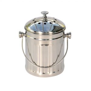 Small metal food waste caddy 
