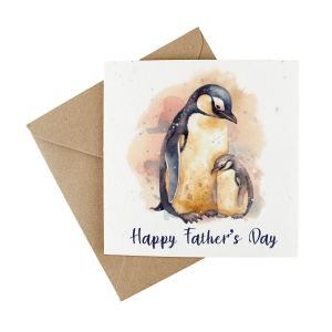 father and baby penguin design plantable card
