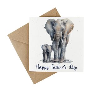 father and baby elephant design wildflower seeded fathers day card