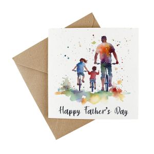 eco friendly plantable fathers day card with watercolour image
