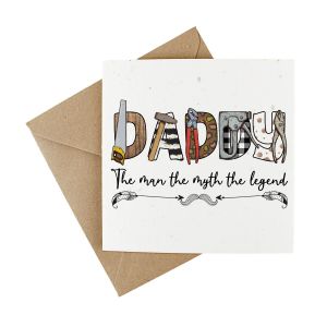 plantable fathers day card with a tool inspired design