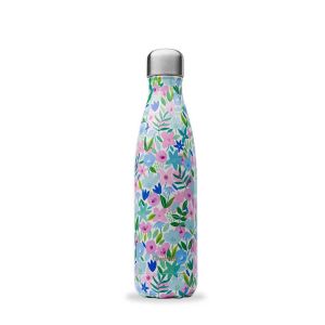 Stainless steel water bottle with floral artwork