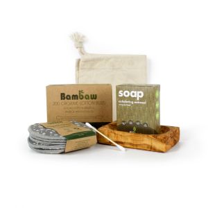 plastic free and vegan gift bundle for bathroom and personal care