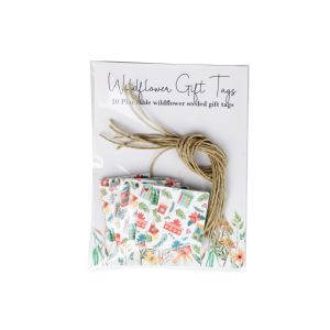 pack of ten folded gift tags made from wildflower card and printed with a festive design