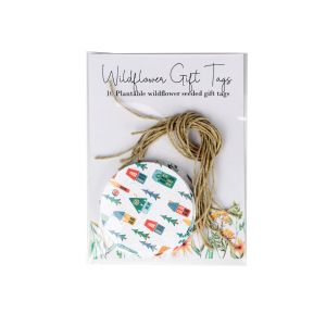set of ten christmas design round gift tags made from seeded card