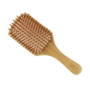 Bamboo and natural rubber paddle hairbrush 