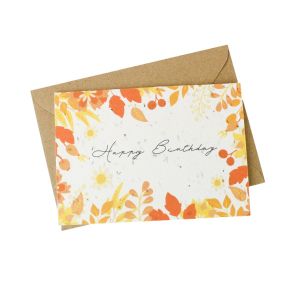 'Happy Birthday' Autumnal Leaves - Wildflower Plantable Card