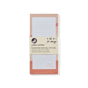 VENT: Recycled Paper & Card Slim Ideas Listpad Pink (Lined Paper)  