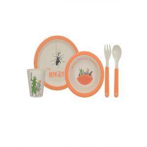 Eco friendly bamboo dinnerware set in orange