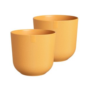 Elho Jazz Round Recycled Plastic Plant Pot - Amber Yellow - 19cm