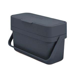 Matte Black Compost Caddy on white background. 
