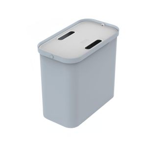 Grey compost caddie on a white background. 