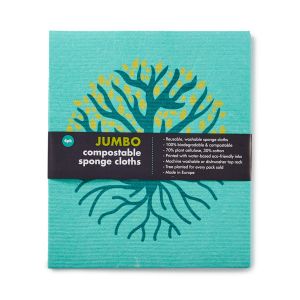 pack of four jumbo cleaning cloths with nature inspired print made from plant cellulose
