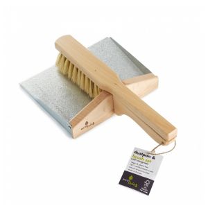 a large eco friendly dustpan and brush, made from FSC certified beechwood and steel