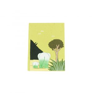 Eco friendly small notebook with a green print & elephants