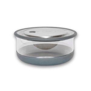 Large reusable lunch bowl from Elephant Box made from borosilicate glass with a stainless steel lid.
