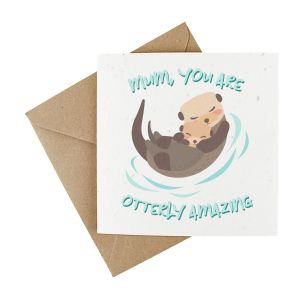 cute otter mum & baby design wildflower plantable mother's day card