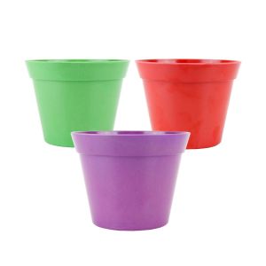 Green Tones Bamboo Medium Plant Pots - Rainbow - 3 Pack