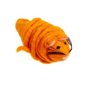 Eco friendly sheep's wool cat toy in orange